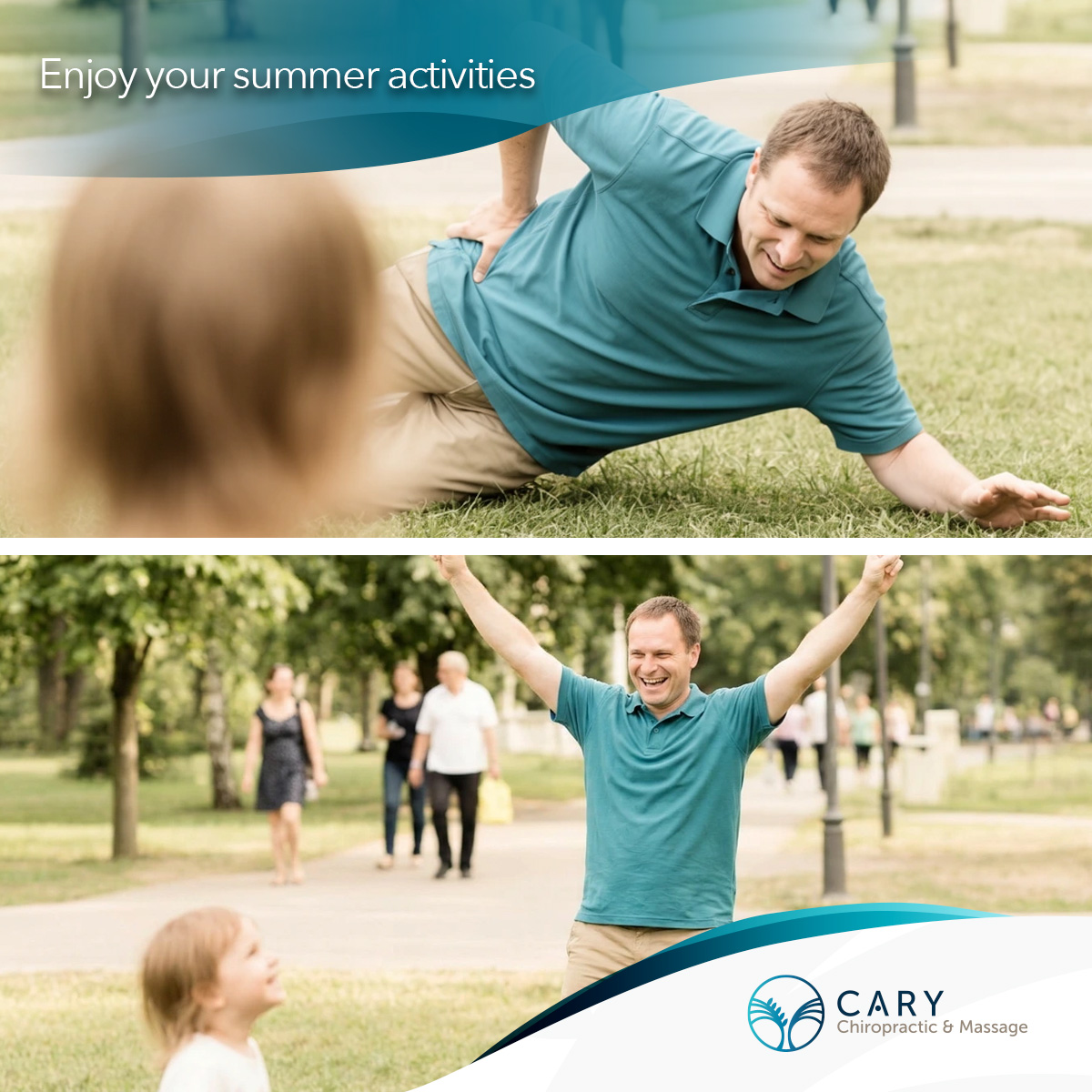 Man enjoying the summer activities with his daughter.